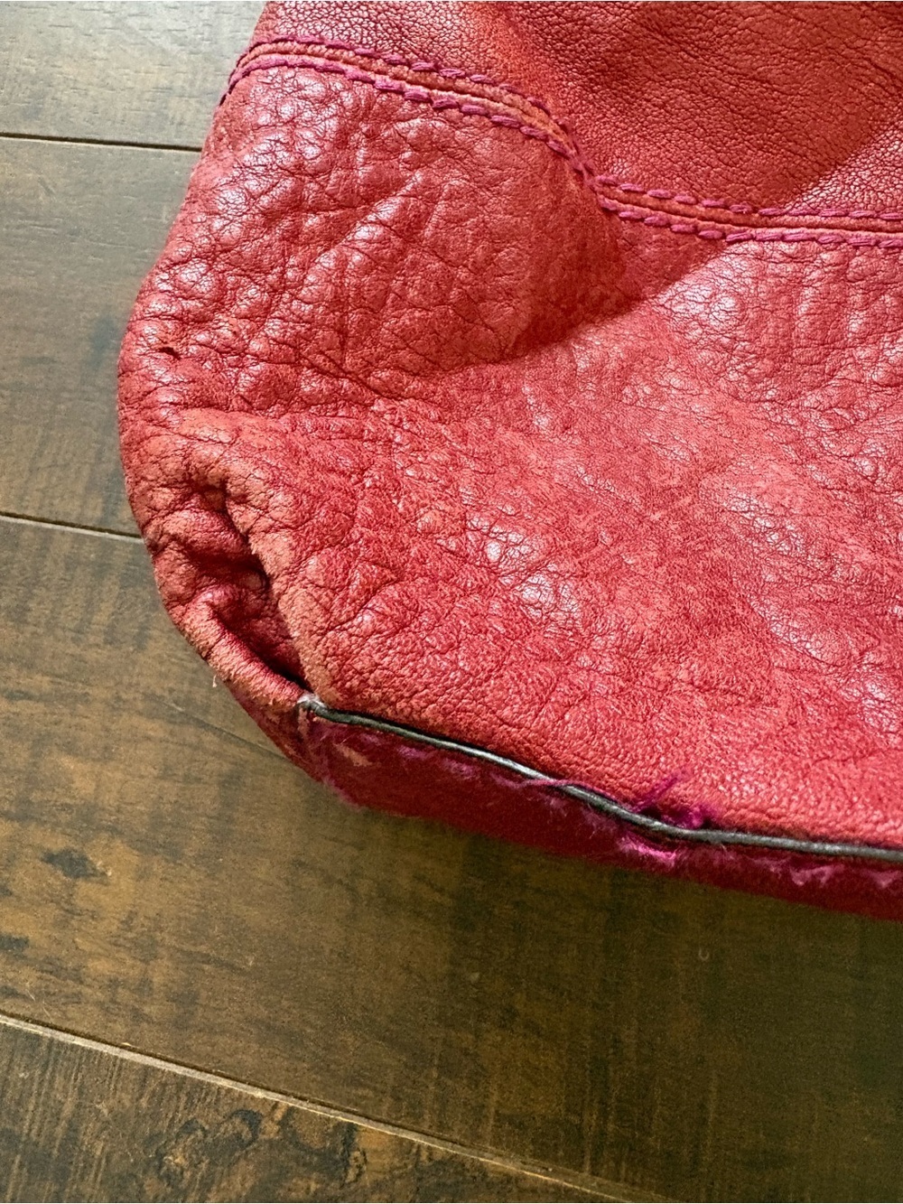 Vintage Long Live  Red Leather Shoulder Bag - Picture 4 of 14